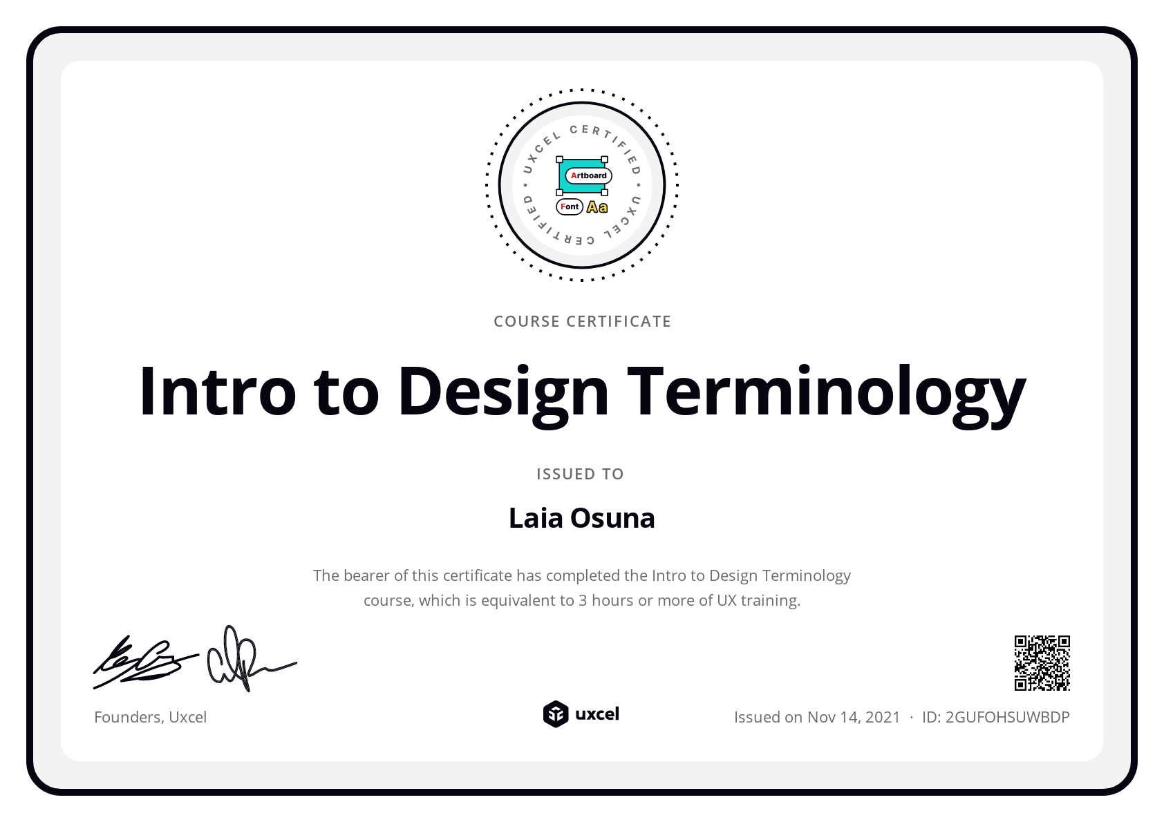 Laia Osuna's certificate